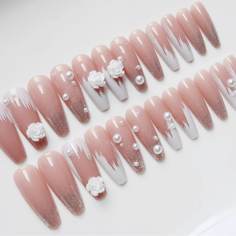 Dekoratives Langes Press-On Nagelkunst Set