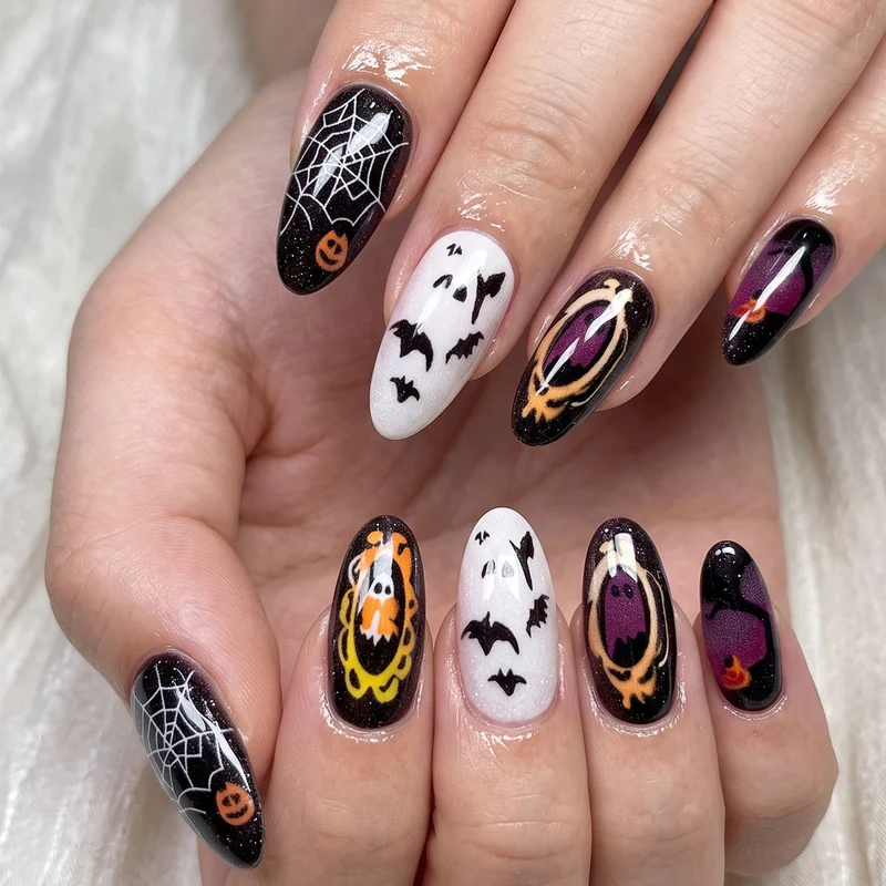 Halloween-Themen Künstlerische Press-On Nägel
