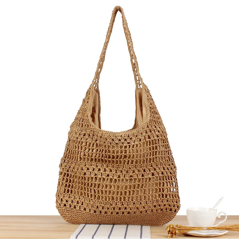 Handtasche mit floraler Applikation aus Naturmaterial Skanto