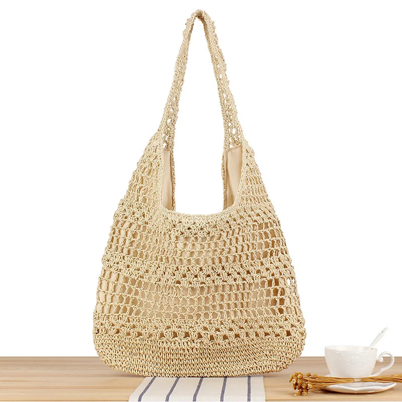 Handtasche mit floraler Applikation aus Naturmaterial Skanto