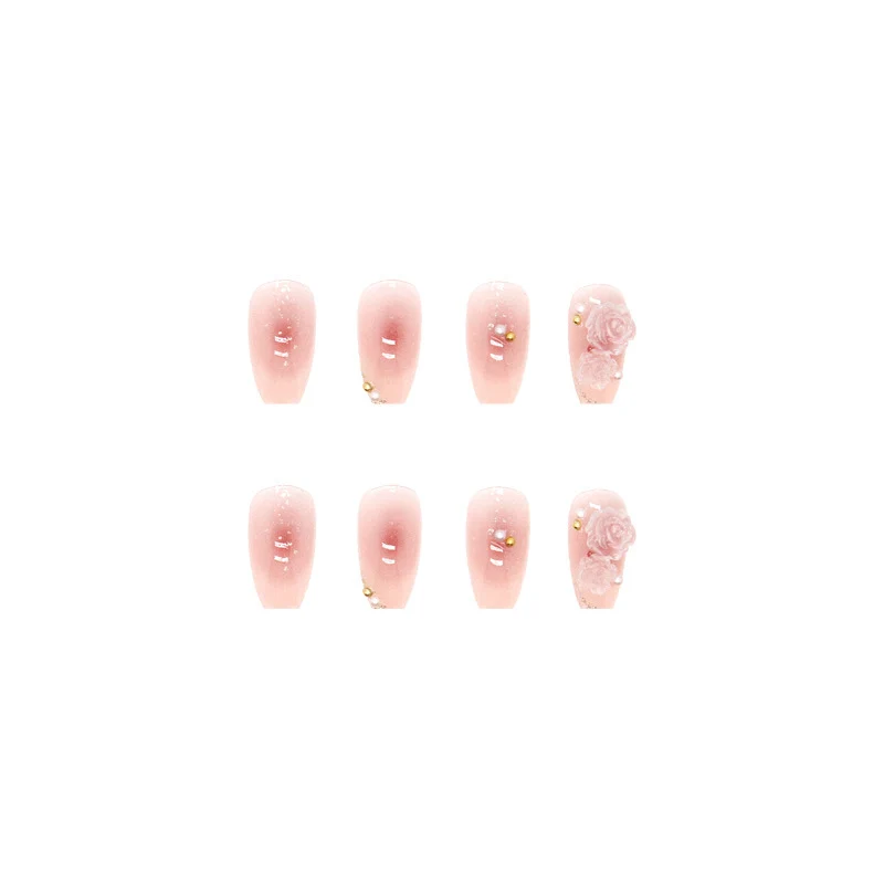 Dekorativer, floral verzierrter Press-On-Nagelsatz