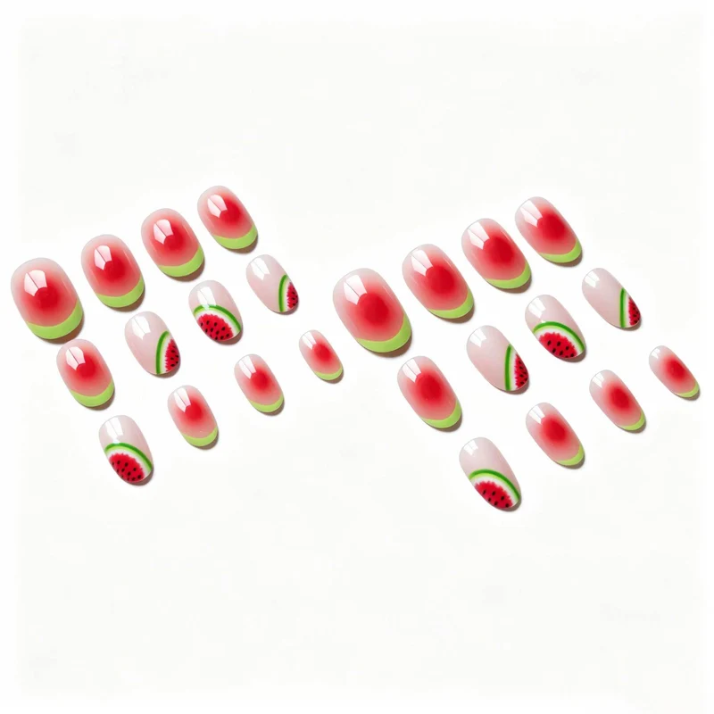 Kreatives wassermelonen-themed Nagelkunst Set