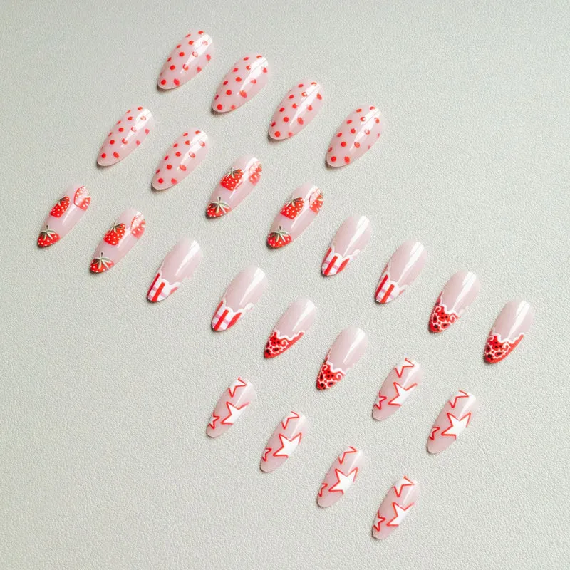 Kreatives Erdbeer-Gel-Nagelset