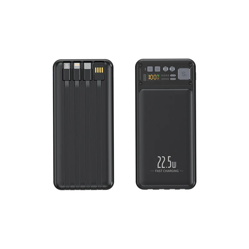 Powerbank mit integriertem Kabelsystem und digitaler Ladeanzeige Skanto