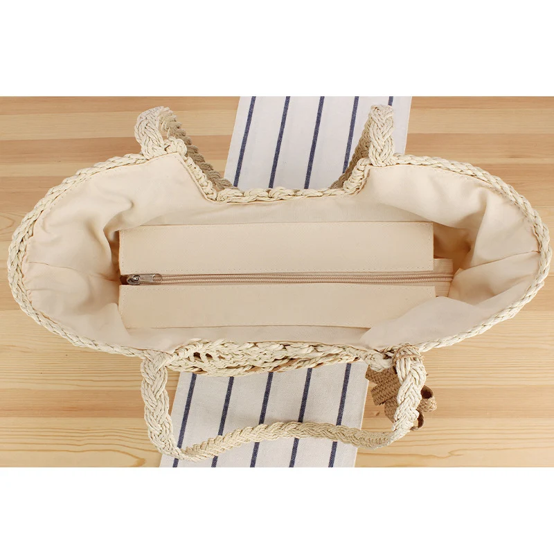 Elegante Strandtasche mit handgewebtem Korbmuster Skanto