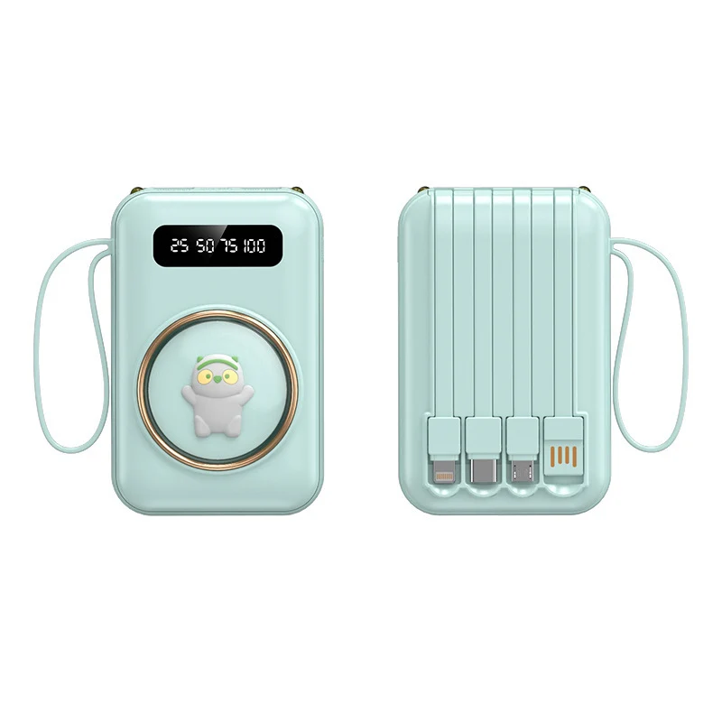 Lustige Powerbank mit integrierten Ladekabeln Skanto
