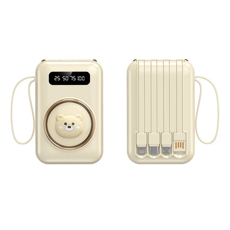 Lustige Powerbank mit integrierten Ladekabeln Skanto
