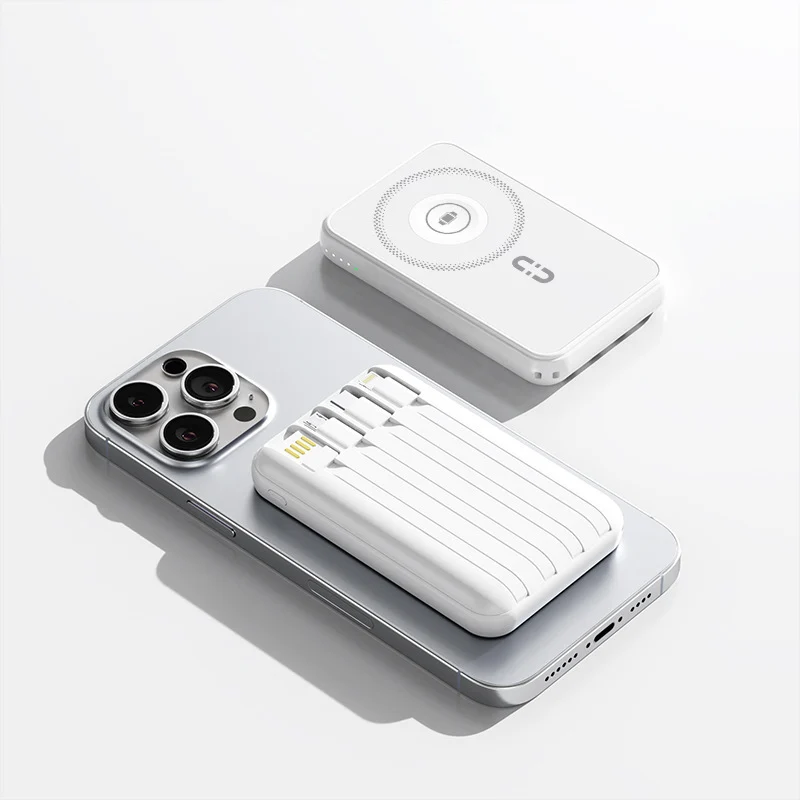 Kompakte Powerbank mit integriertem Ladekabel und Schnellladefunktion Skanto