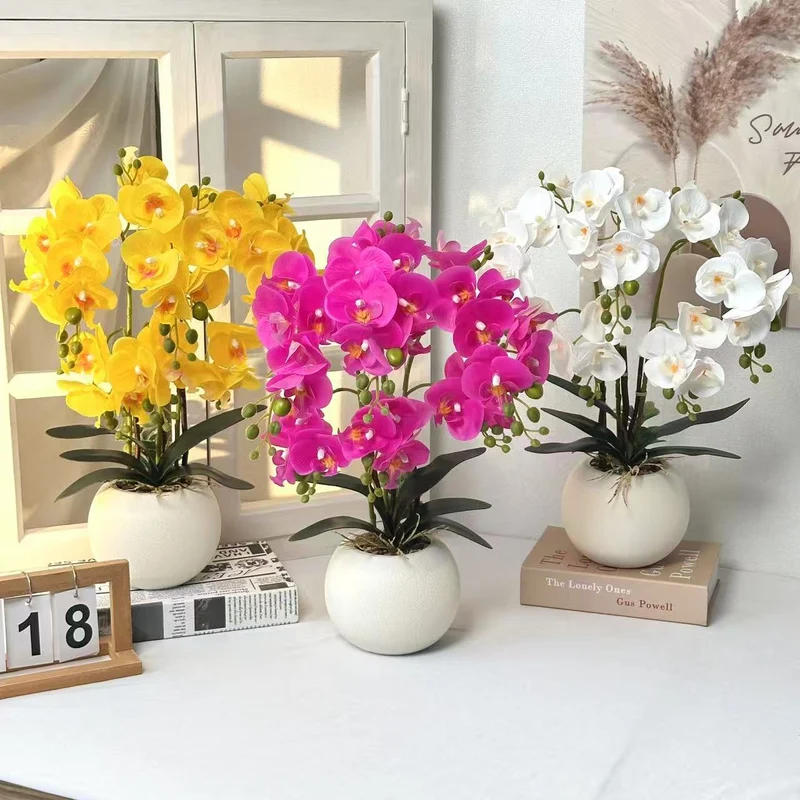 Elegante Künstliche Gelbe Orchideenarrangement für die Wohnkultur