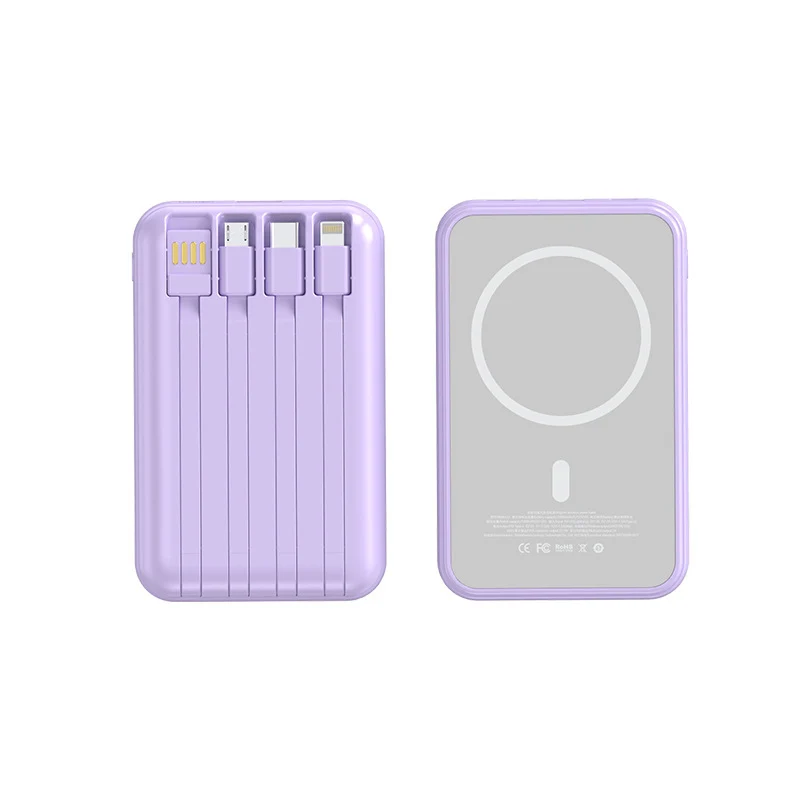 Tragbare Powerbank mit integrierten Ladekabeln Skanto