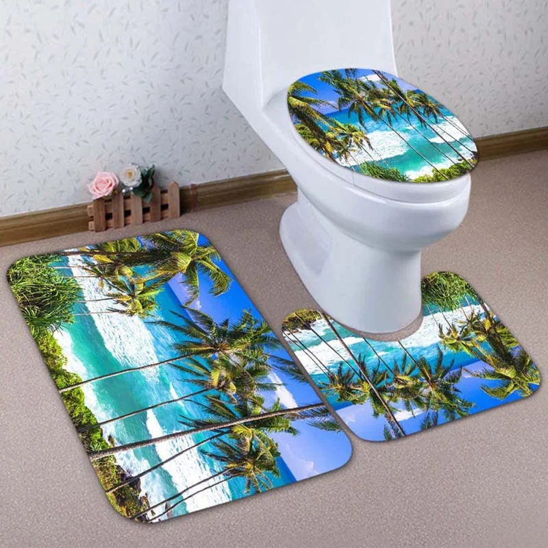 Künstlerisches Löwen-Motiv Badezimmermatten-Set