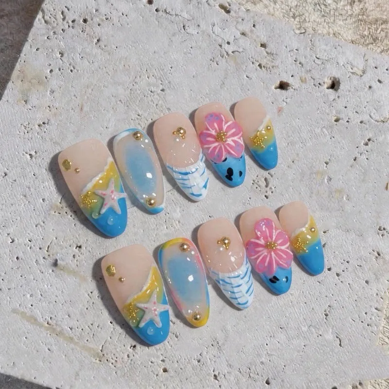 Küstenparadies-Thema Press-on-Nagelset