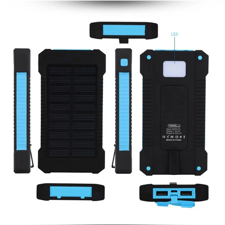 Solarbetriebene Powerbank mit integriertem Kompass und Karabinerhaken Skanto