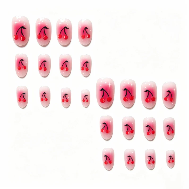 Kirsch-inspiriertes Gellack-Nageldesign