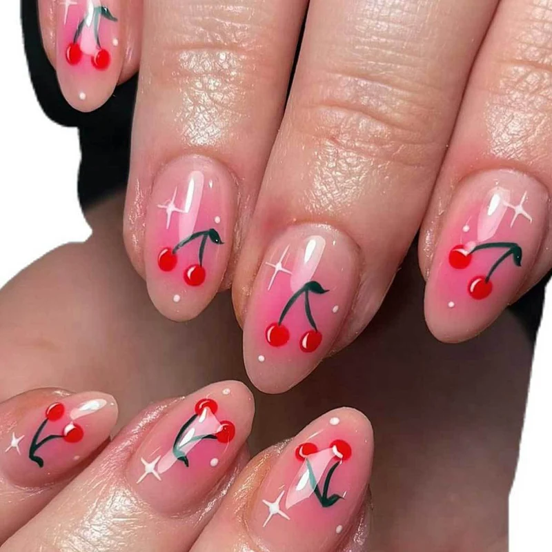 Kirsch-inspiriertes Gellack-Nageldesign