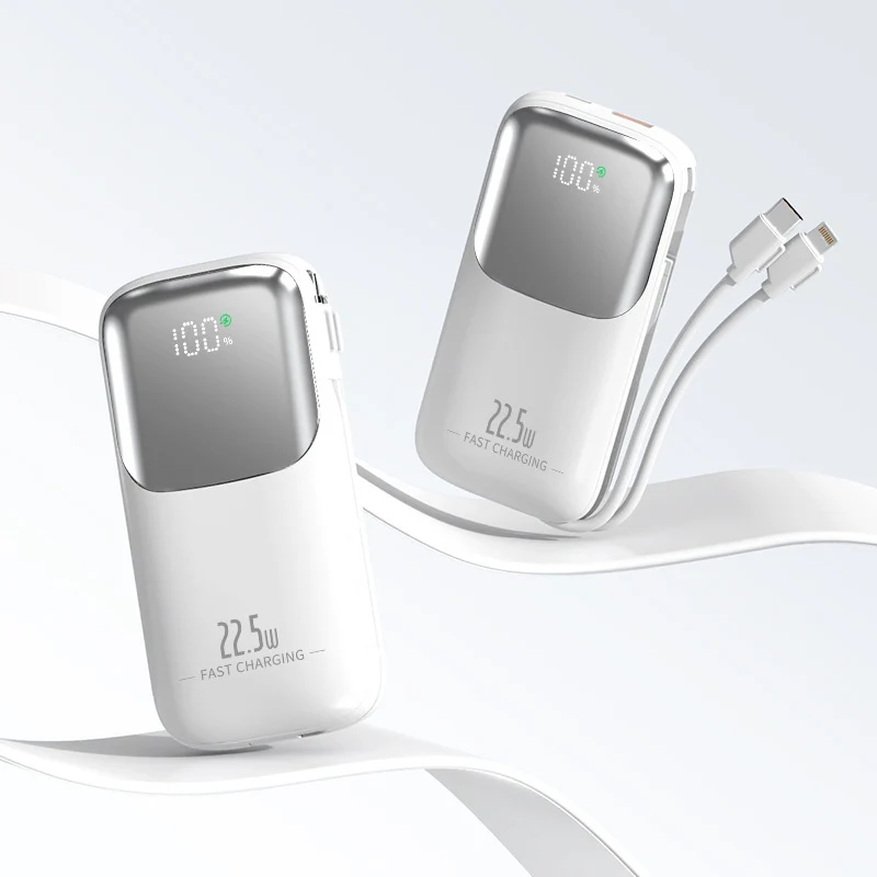 Hochleistungs-Powerbank mit intelligenter Ladeanzeige und integriertem Kabel Skanto