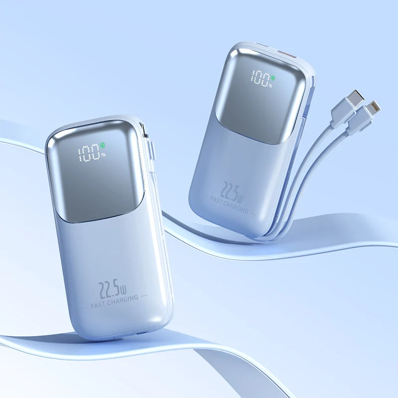 Hochleistungs-Powerbank mit intelligenter Ladeanzeige und integriertem Kabel Skanto
