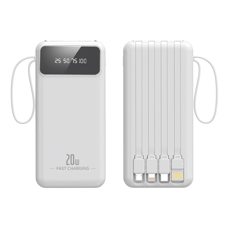 Hochleistungs-Powerbank mit integrierten Ladekabeln und digitalem Display Skanto