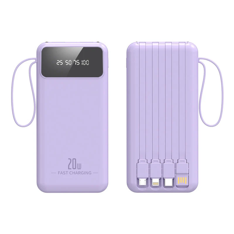 Hochleistungs-Powerbank mit integrierten Ladekabeln und digitalem Display Skanto
