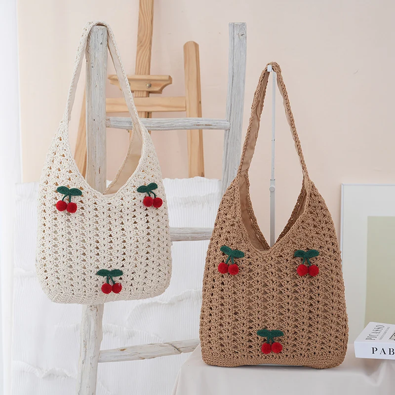 Handgemachte Baumwoll-Einkaufstasche mit fruchtigem Design Skanto