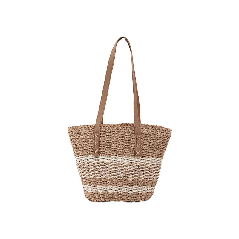 Handgewebte Strandtasche mit Ledergriff Skanto
