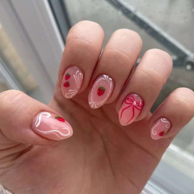 Künstlerisches Erdbeer-Nagelkunst-Set