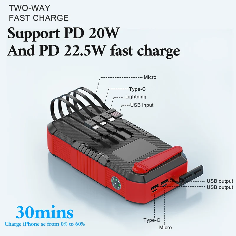 Solar Powerbank mit 66800Mah und LED-Licht Skanto