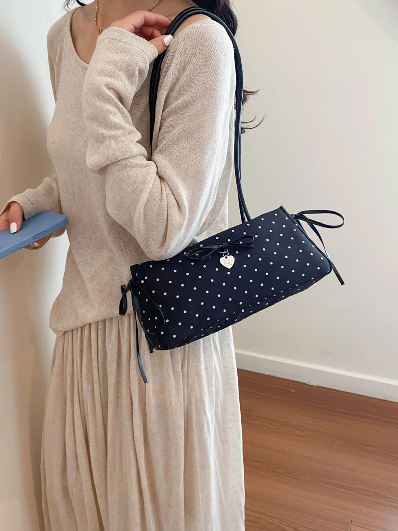 Pünktchenmuster Schultertasche