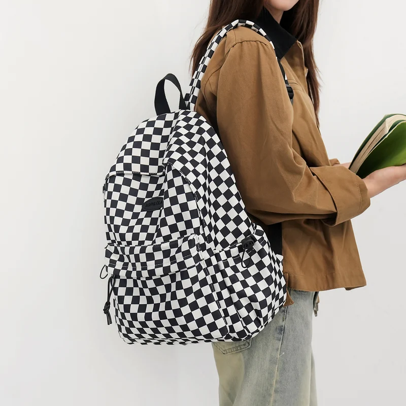 Karierter Schulrucksack Skanto
