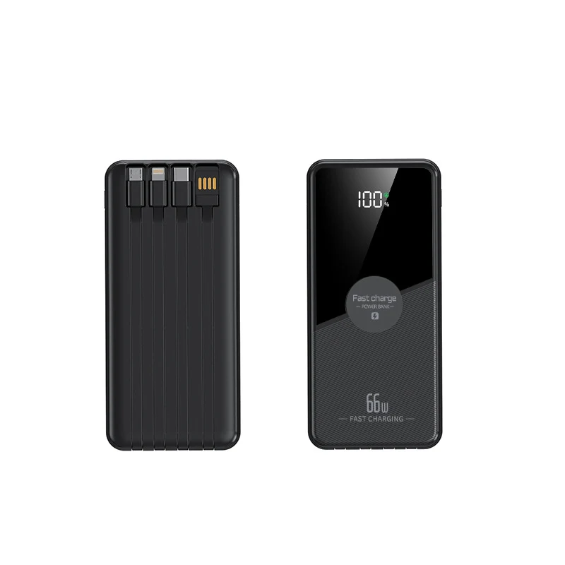 Tragbare Powerbank mit integrierten Kabeln und Schnellladefunktion Skanto