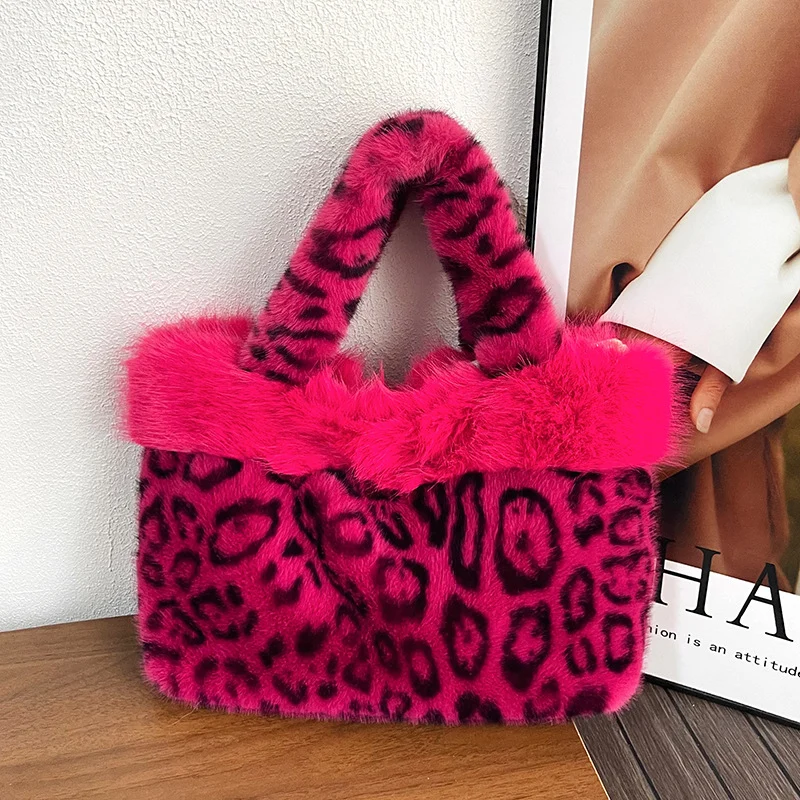 Luxus Kunstpelz Leoparddruck Handtasche