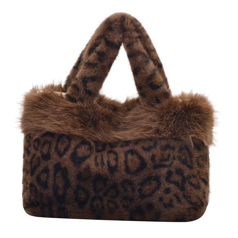 Luxus Kunstpelz Leoparddruck Handtasche