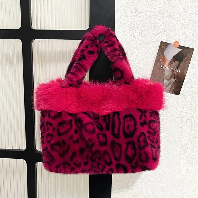 Luxus Kunstpelz Leoparddruck Handtasche