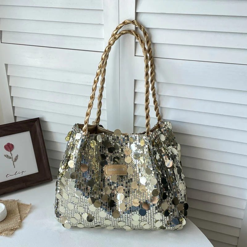 Glamouröse Pailletten Schultertasche