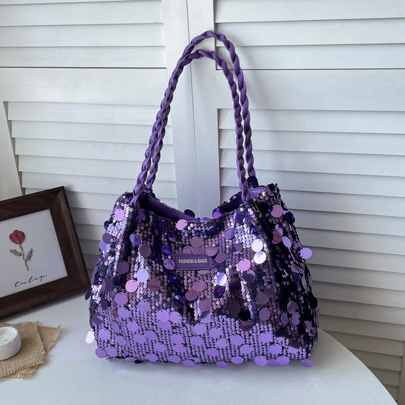 Glamouröse Pailletten Schultertasche