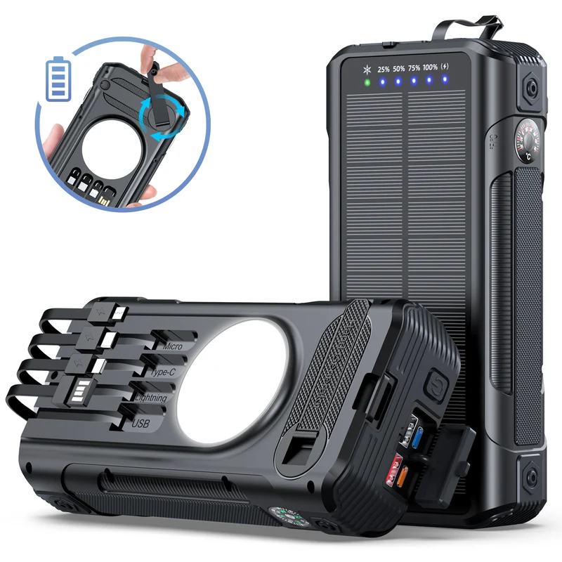 Multifunktionale Solar Powerbank mit LED-Anzeige Skanto