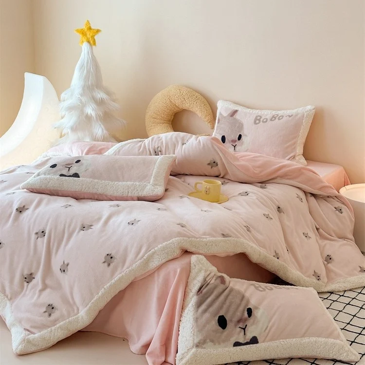 Kuschelige Teddy-Flausch-Bettwäschegarnitur mit Sherpa-Einfassung