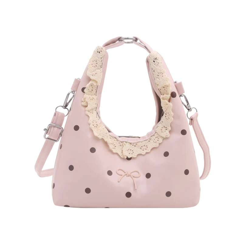 Dekorativer Handtasche mit Spitzenrand und Punkte-Muster