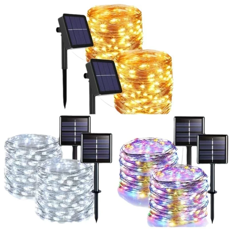 Solar-Kupferdraht-Lichterkette mit zwei Erdspießen Skanto