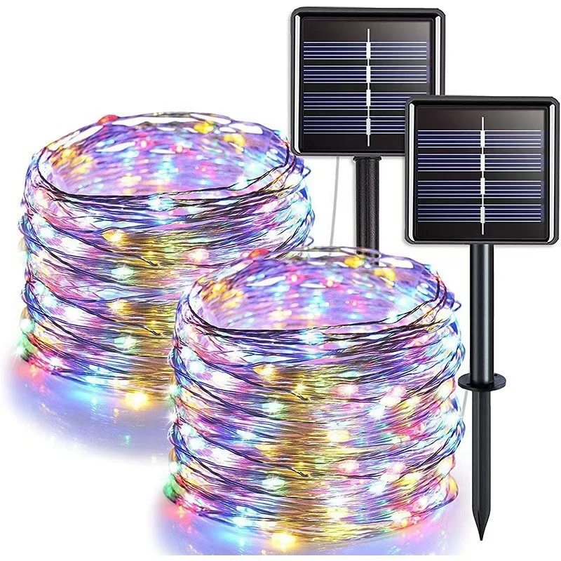 Solar-Kupferdraht-Lichterkette mit zwei Erdspießen Skanto