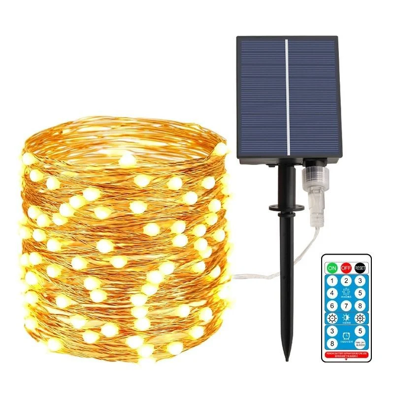 Solar-Kupferdraht-Lichterkette mit zwei Erdspießen Skanto