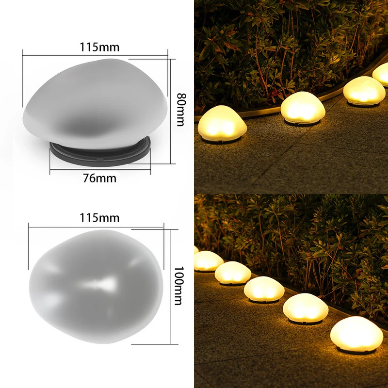 Wiederaufladbare LED-Kieselwegleuchten, wasserdichter Gartenakzent Skanto