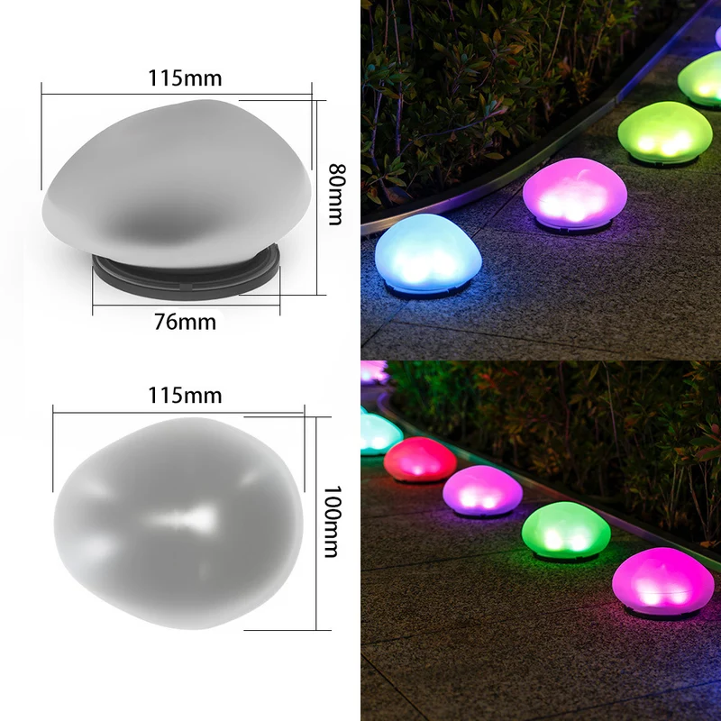 Wiederaufladbare LED-Kieselwegleuchten, wasserdichter Gartenakzent Skanto
