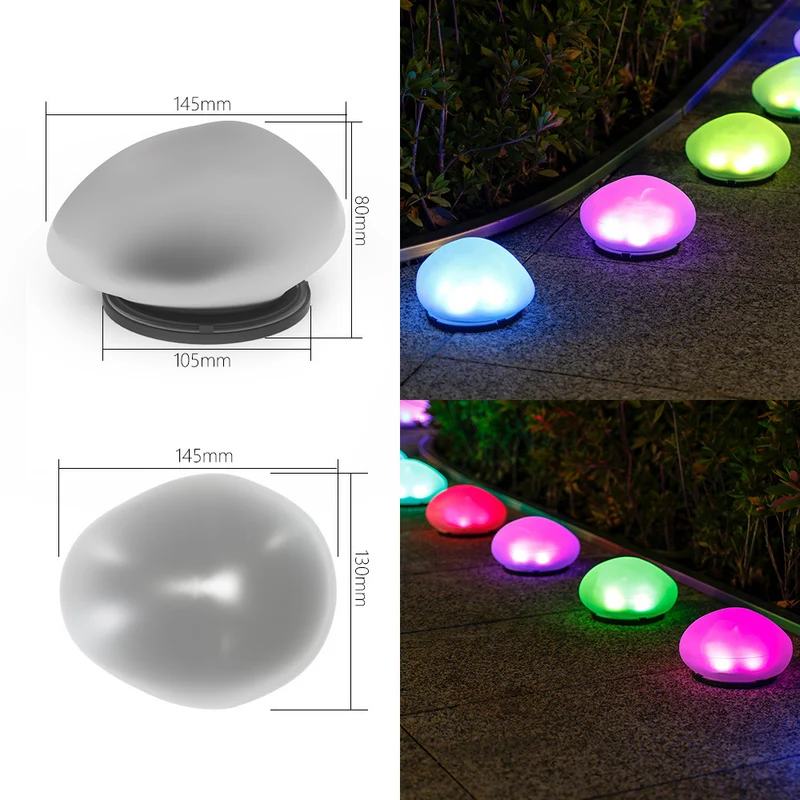 Wiederaufladbare LED-Kieselwegleuchten, wasserdichter Gartenakzent Skanto