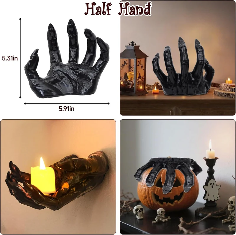 Wandkerzenhalter in realistisch geformter Hand aus Resin