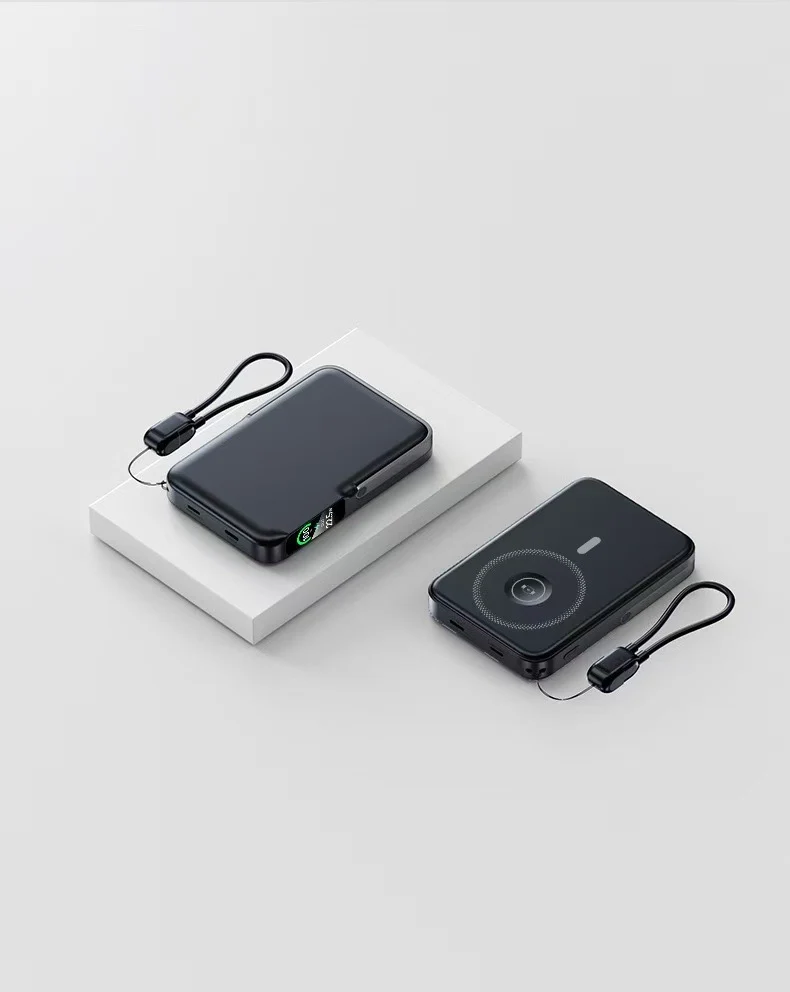Powerbank mit integriertem kabellosen Laden und LCD-Bildschirm Skanto