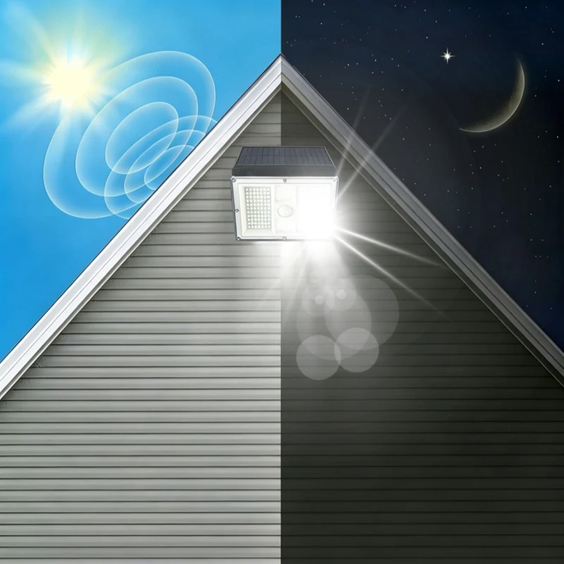 Hochleistungs-Solar-Bewegungssensor-LED-Sicherheitswandleuchte mit verstellbarem Panel und Weitwinkel-Flutlicht Skanto