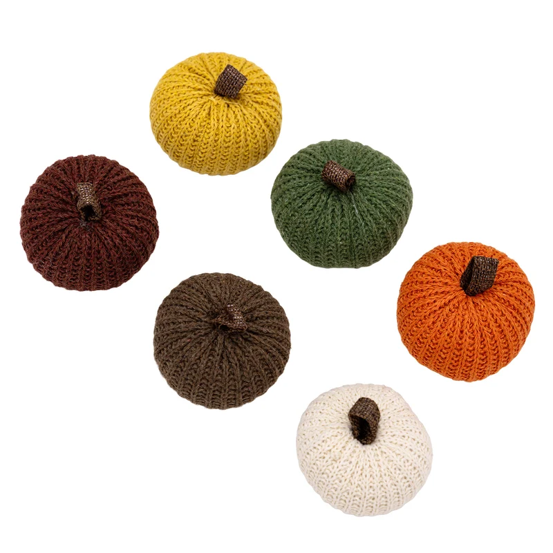 Strick-Deko-Kürbis-Set handgearbeitetes Herbst-Tischdekor