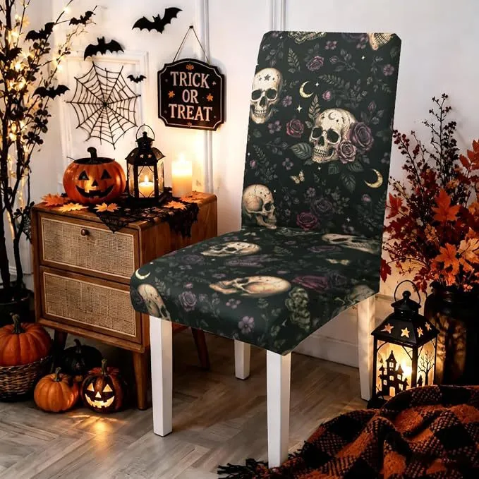 Stretch-Stuhlhusse mit Halloween-Motiv elastischer abnehmbarer Stuhlbezug