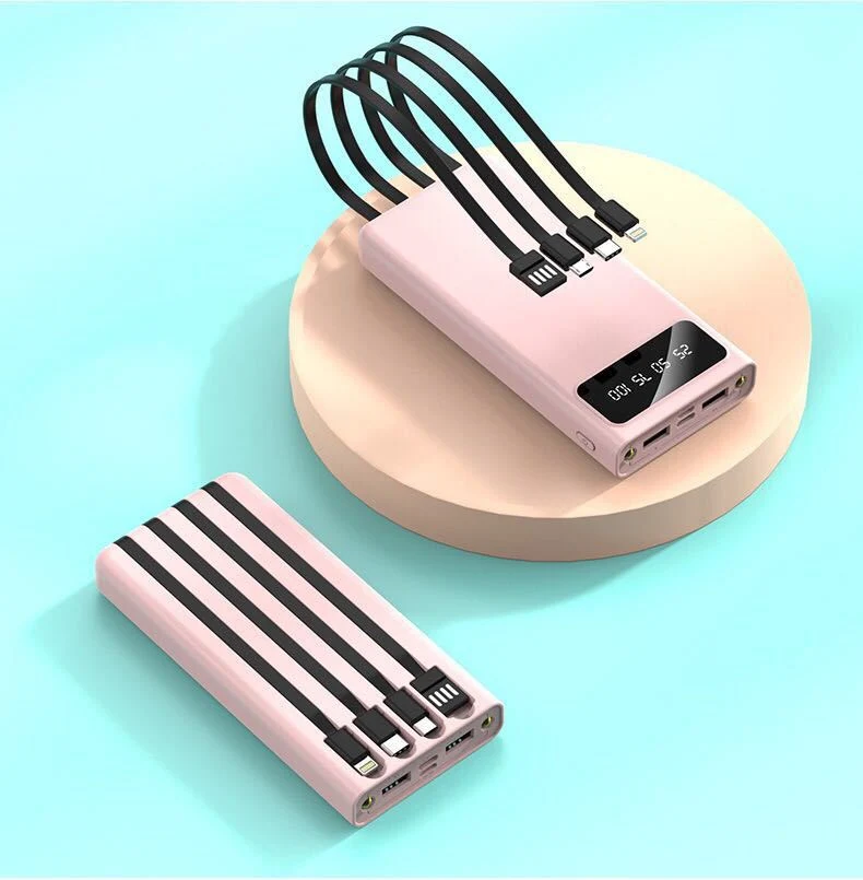 Powerbank mit integriertem Multi-Ladekabel und LCD-Bildschirm Skanto